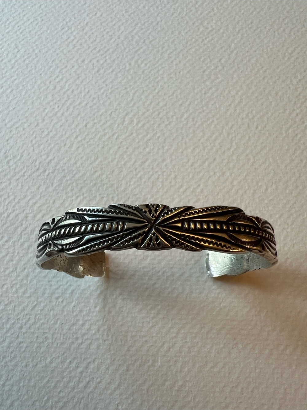 Sterling Silver Native Carved Cuff Bracelet